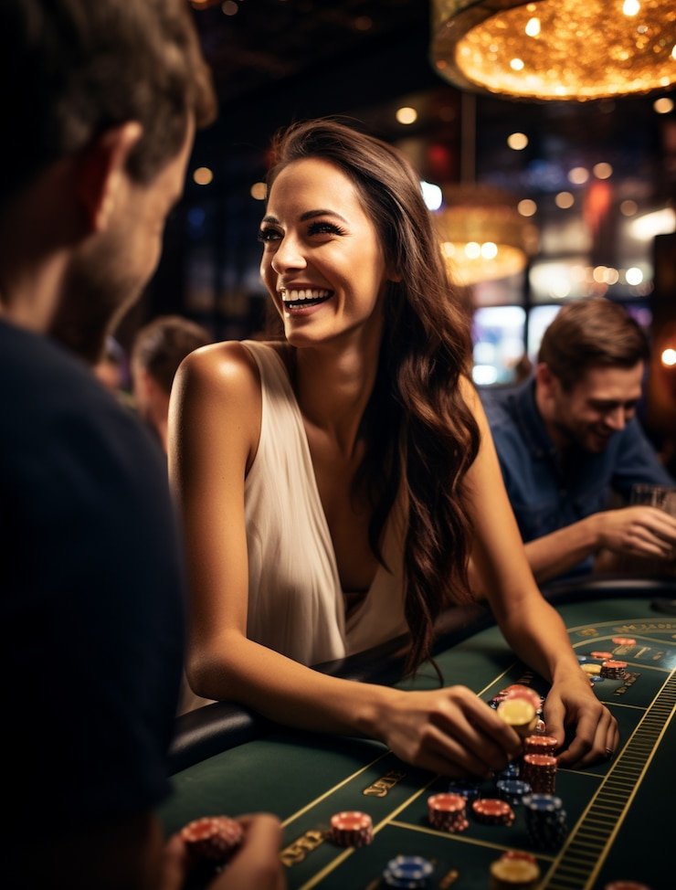 situs303id Caribbean Stud Poker mobile app in portrait mode with dealer video and hand controls at bottom